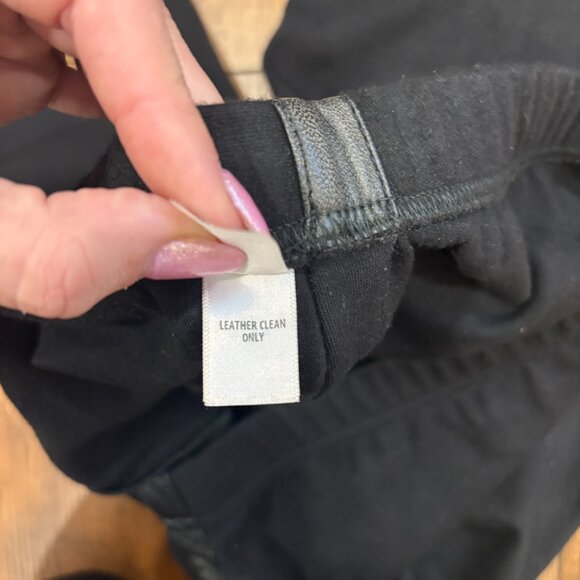 ST. JOHN Collection Black Genuine Leather Side Stripe Legging Pants Women's S - Picture 5 of 11